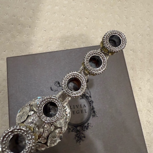 Olivia Riegel Crystal Roxbury Menorah Silver Tone Judaica Decor w/ Box - Picture 8 of 8